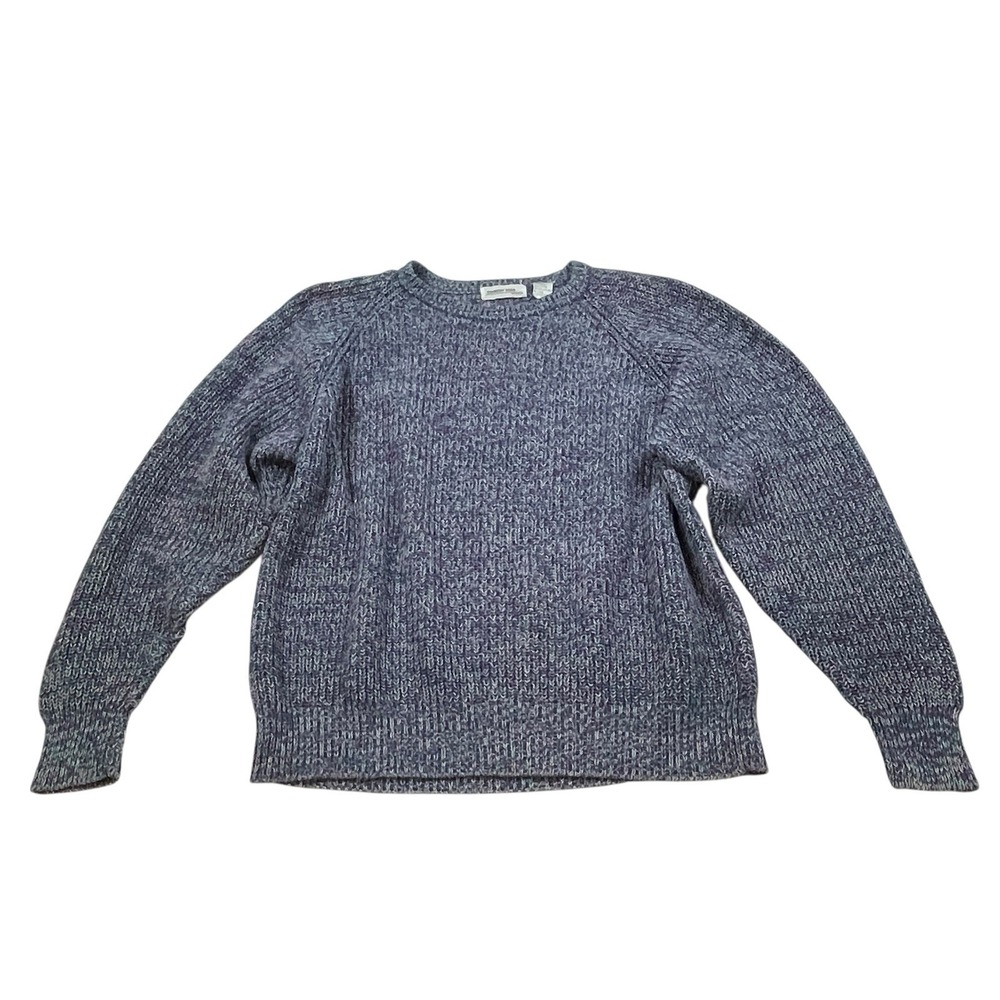 Country Road Womens XL Marled Knit Sweater Ramie Cotton Purple Teal Crewneck VTG